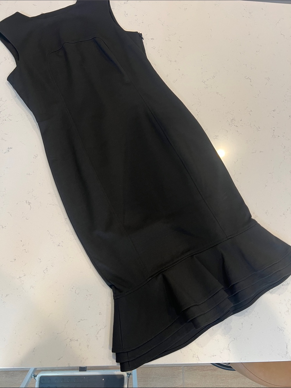 Zara Black Sleeveless Midi Dress with Ruffle Hem